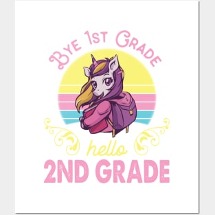 Unicorn Teacher Senior Student Bye 1st Grade Hello 2nd Grade First Day Of School Posters and Art